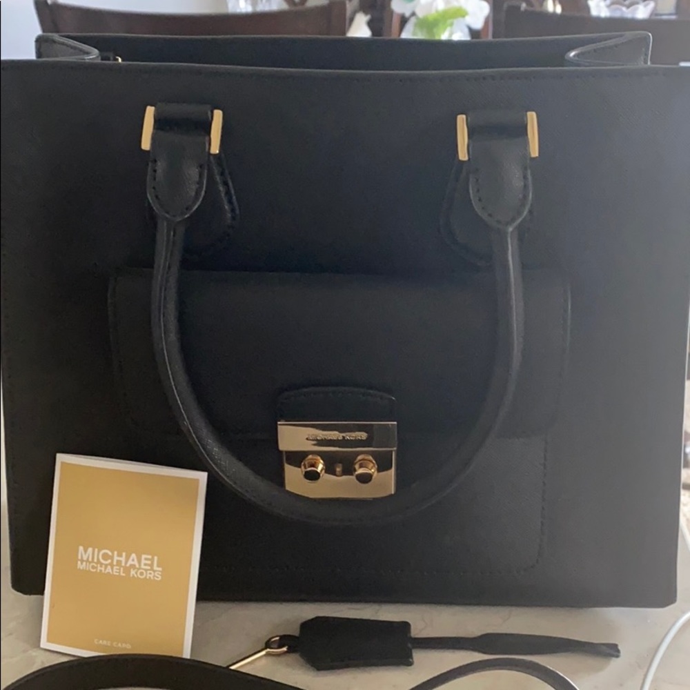 Michael Kors black and gold classic handbag
